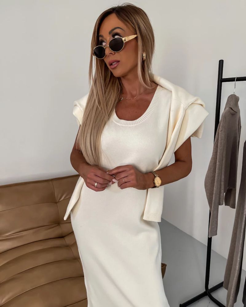 Darla™ Conjunto de punto elegante | Vestido y top de punto a juego