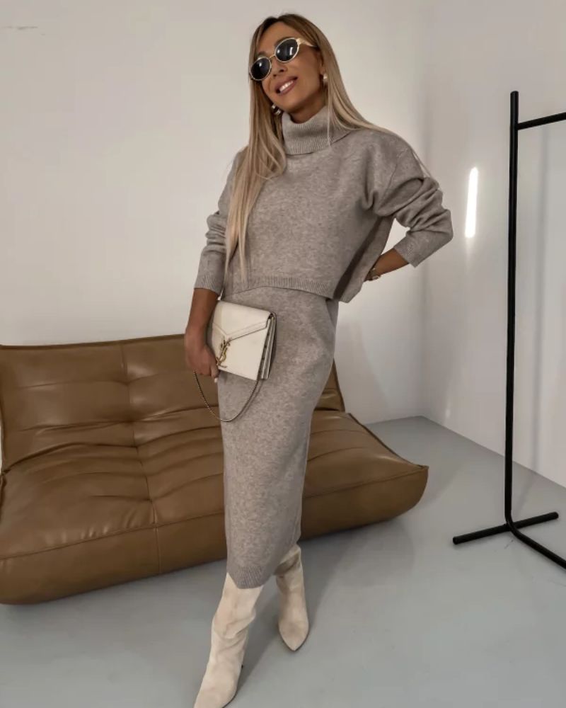 Darla™ Conjunto de punto elegante | Vestido y top de punto a juego