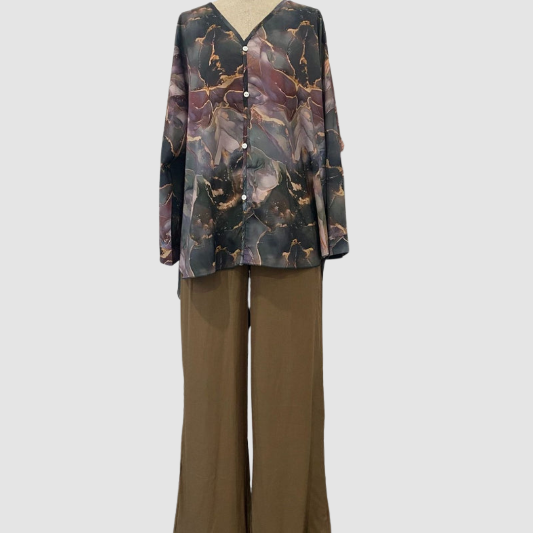 Conjunto de dos piezas Aurora™ con estampado elegante | Coordinado floral cómodo