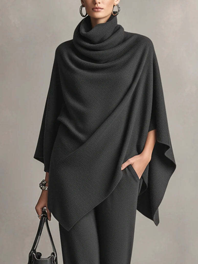 Sarina™ Elegant Drape Two-Piece Set | Flowing Top and Wide-Leg Trousers