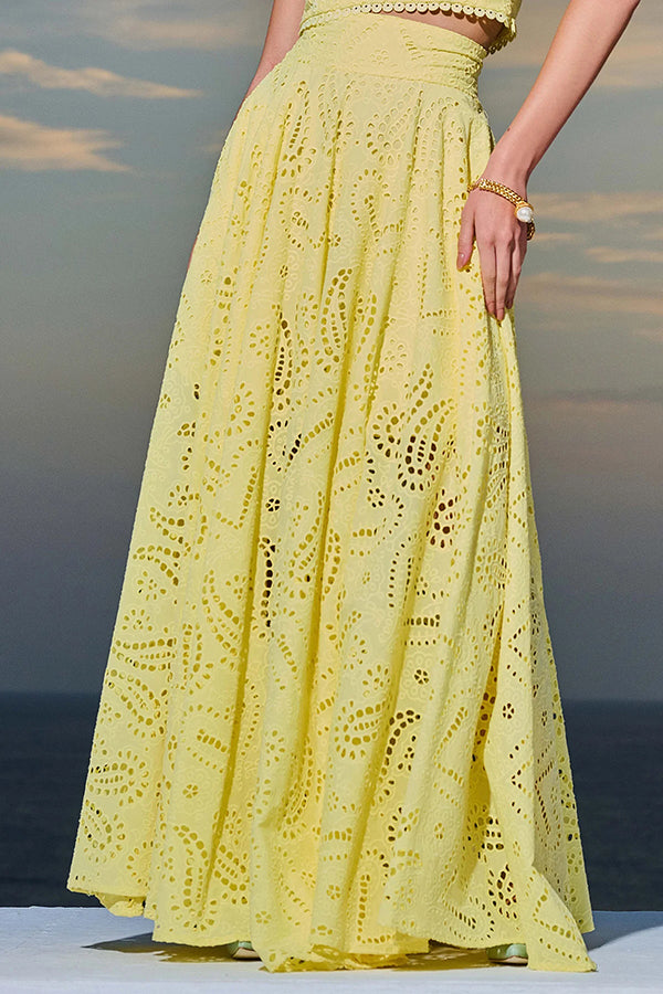 Larissa™ Embroidered Top & High-Waist Maxi Skirt Set | Elegant Two Piece Outfit
