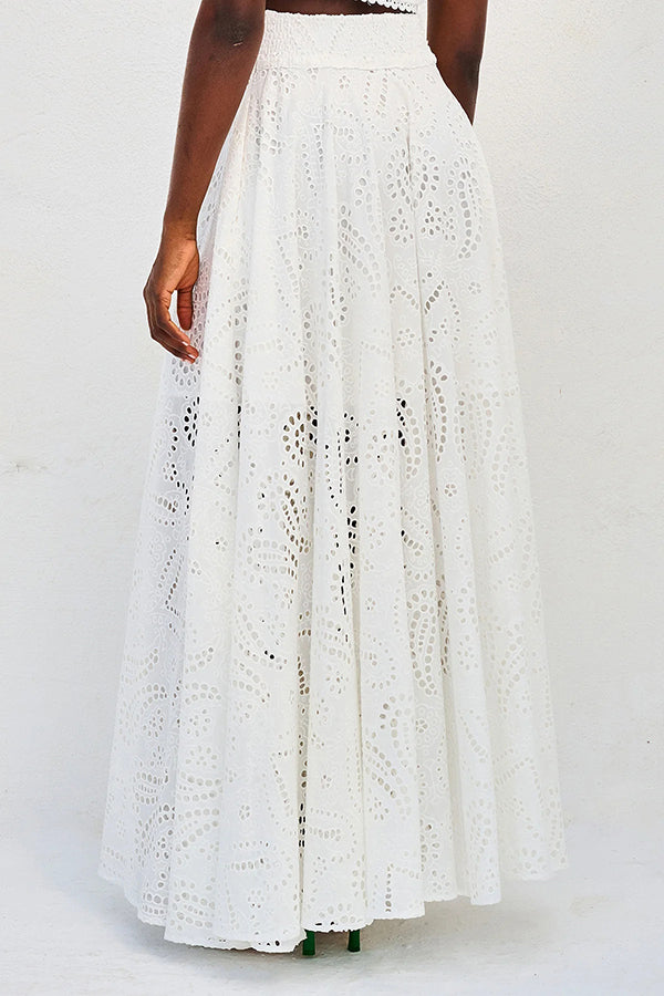Larissa™ Embroidered Top & High-Waist Maxi Skirt Set | Elegant Two Piece Outfit