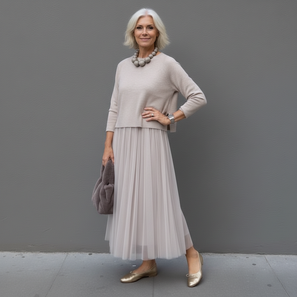 Conjunto Elegante de Dos Piezas Emmie™ | Vestido de Punto Superpuesto sin Esfuerzo