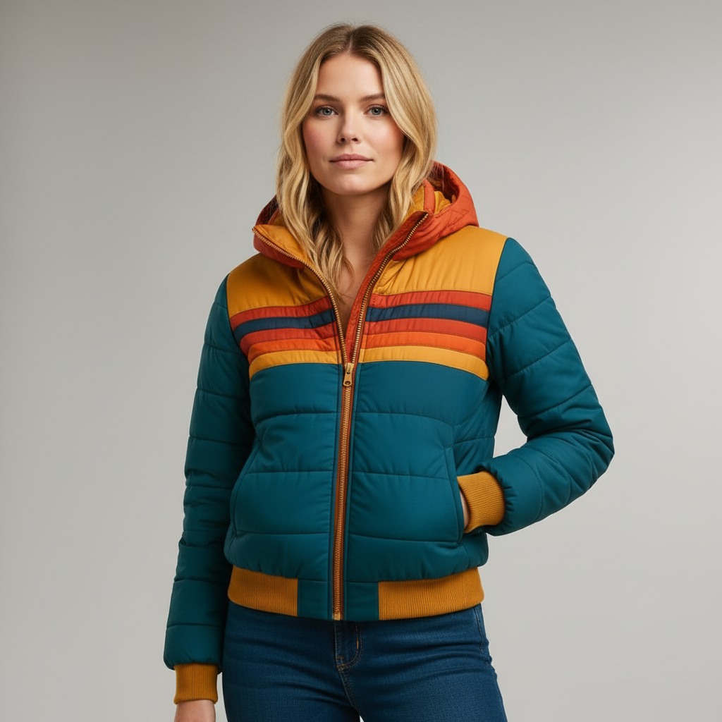 Angela | Retro style padded winter jacket with hood