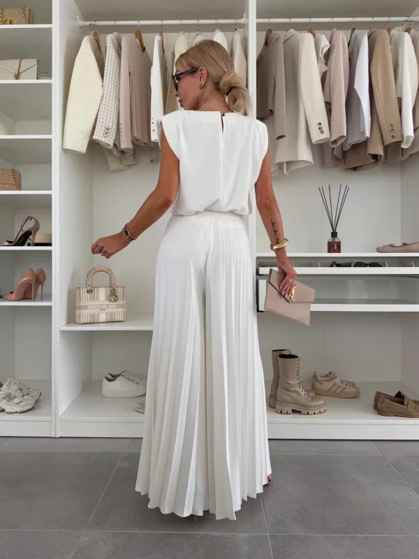 Evelyn™ Conjunto Elegante de 2 Piezas | Top Fluido y Pantalones Plisados